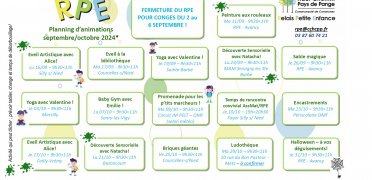 PLANNING DES ANIMATIONS RPE - SEPTEMBRE & OCTOBRE